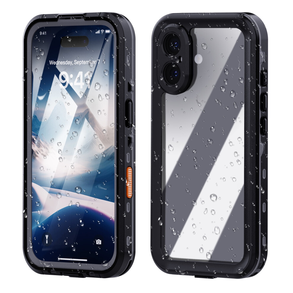 Iphone 16 Plus Case: Waterproof, Military Shockproof, Built-In Screen Protector, Camera Button, Dustproof Â Black 9065194493305