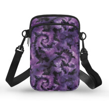 Lila Fledermaus-Wirbel-Umhängetasche mit verstellbarem Schultergurt für Unisex, Polyester-Umhängetasche mit doppeltem Fach