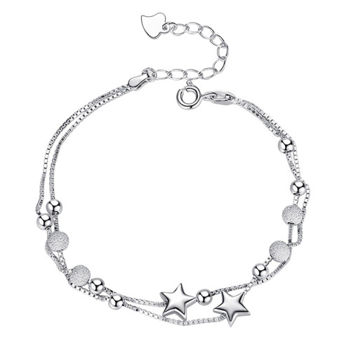 Heart Charm Bracelet 925 Sterling Silver One Size