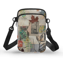Schultertasche mit Ahornblatt- und Zeitungsmuster, 4,33 x 1,97 x 7,09 cm, doppellagig, für Damen und Herren, ideal für Outdoor-Aktivitäten und