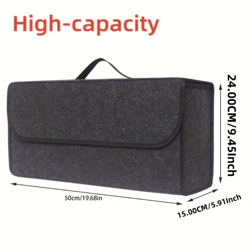 Anti Slip Compartment Boot Storage Organizer Tool Car Storage Bag Car Trunk Organizer Soft Felt Storage Box Car Accessories Gray 9341593697446