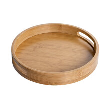 Plateau de service rond en bois de 25 cm pour services à thé, tasses à café et tea time – Idéal pour les cafés et salons de thé