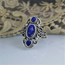 Bague turquoise plaquée argent 925 faite main, bijou femme, taille 6-13-9-#7