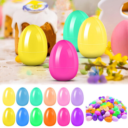 Fillable Easter Eggs 2.3", Hinged, Bright Plastic, Compatible with Easter Egg Hunt & Basket Stuffers
