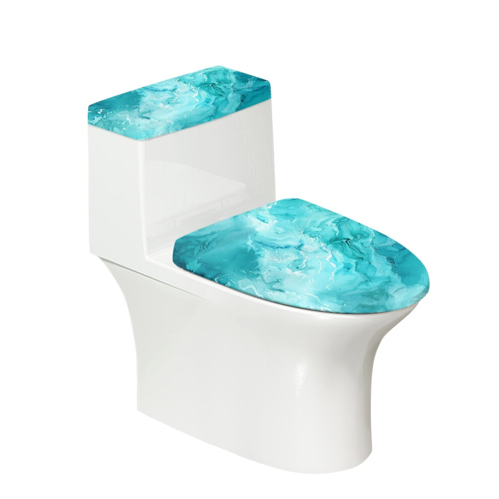 Green Marble Toilet Lid Covers Set Elastic Washable Fabric 9085618996298