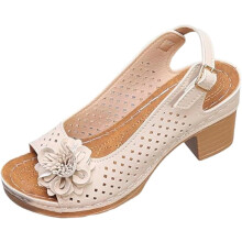 Sandalias de tacón cuadrado con hebilla para mujer, sandalias de vestir de tacón bajo grueso con puntera abierta y tira trasera, zapatos de cuña.