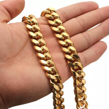 Bráisléad Nasc nó Muince Slabhra Cúbach Miami Fir Cool6mm-14mm Cruach Dhosmálta-Óir-bráisléad 14mm-8 orlach