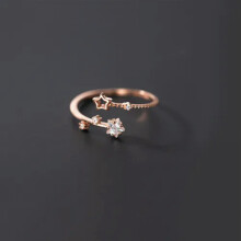 925 Sterling Silver Tiny Star Dainty Thin Pinkie Ring Adjustable A3196-Rose Gold-5