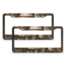 2-Pack Christmas Tree & Bird License Plate Covers – Watercolor Flower Design, Stainless Aluminum, 2-Hole, Compatible with US Standard Plates