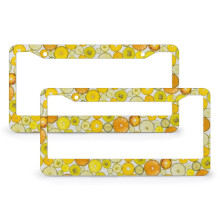 Lemon Slice Aluminum License Plate Frame Set (2 pcs), Compatible with US Vehicles