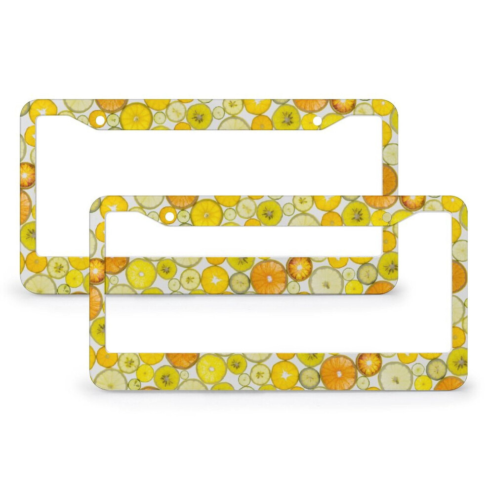 Lemon Slice Aluminum License Plate Frame Set 2 Pcs 9128909394011