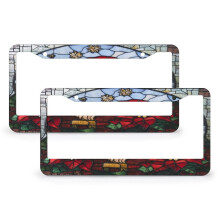 2-Pack Santa & Snowy Village License Plate Frames – Xmas Decor, Aluminum, 2-Hole, Compatible with Standard Plates