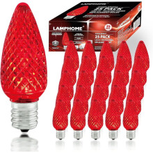 Lot de 25 ampoules lumineuses de Noël à facettes C9, 0,9 W, culot E17, rouges, pour prises électriques. Ampoules décoratives pour les fêtes.