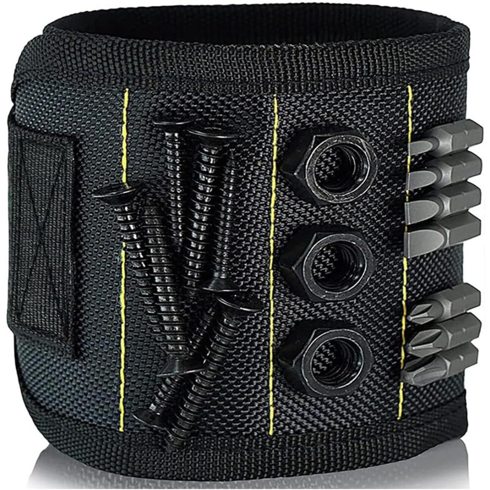 Magnetic Wristband For Screws, Nails, Drill Bits Â Premium Ballistic Nylon, Lightweight Strong Magnets, Compatible With Diy Tools Â 1 Pc Black 9101399532330