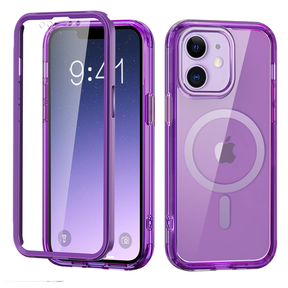 Allytechgroup Iphone 11 Case With Screen Protector, Magsafe-Compatible Transparent Shockproof Drop-Proof Cover – Dark Purple 9341593696357