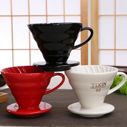 Manual Filter Coffee Maker Ceramic Coffeepot Red 1Pcs for Coffee Lovers