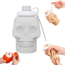 Skull Shaped Water Bottle - Reusable Silicone Foldable Bottle for Travel, Gym, Camping & Hiking, Juice Beverage & Halloween Decoration Gift