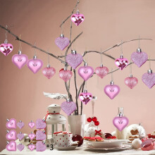 Heart-Shaped Love Balls Pendant 36 pcs Pink 1.8x2 in
