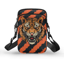 Umhängetasche mit Tigermuster für Damen und Herren, Polyester-Umhängetasche mit Reißverschluss