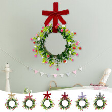 Guirlanda de inverno para porta, 6 peças, guirlanda artificial de folhagem com frutos silvestres nevados para porta de entrada e parede, decoração