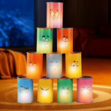 LED Light-Up Can Toss Game Set Emoji Cans and Bean Bags