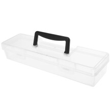 Portable Clear Plastic Tool Box with Handle, 33.5x9.7x6cm – for Paint Brushes, Drill Bits, Small Parts, Crafts & Hardware Organization