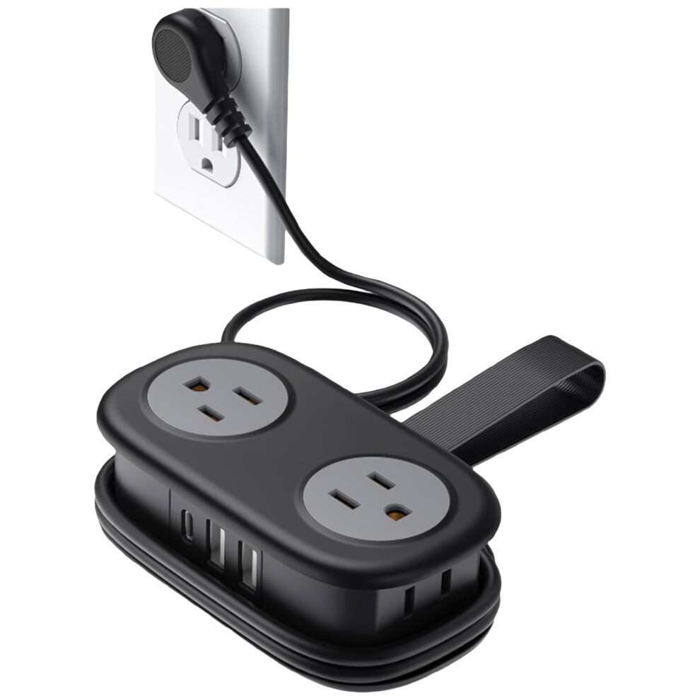 Travel Power Strip,4 Outlets 3 Usb Ports With Wrapped Short Extension Cord, Compact Power Strip For Hotel Travel Essentials Cruise 9401284804482