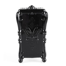 Porte-coton en acrylique noir au design vintage pour ranger les disques et cotons démaquillants (8 x 7 x 15 cm).