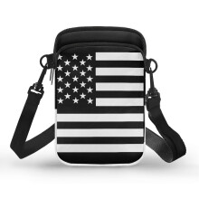 Schwarz-weiße, auslaufsichere Schultertasche mit amerikanischer Flagge für Unisex, ideal für Freizeit und Reisen