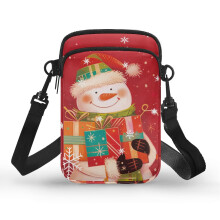 Verstellbare Damen-Schultertasche mit Schneemann- und Schneeflockenmotiv – Polyester, 2 Reißverschlüsse, für Reisen/Outdoor/Alltag, für alle