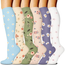 Compression Socks for Women Circulation Knee High 6 Pairs for Nurses, Running, Travel, Athletic,Style 4