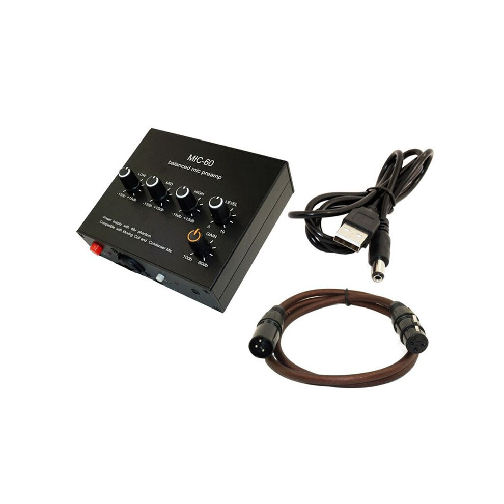 Balanced Dynamic Microphone Amplifier Music Audio Amplifier Mic-60 With 48V Phantom Power With Xlr Cable 6033295238746