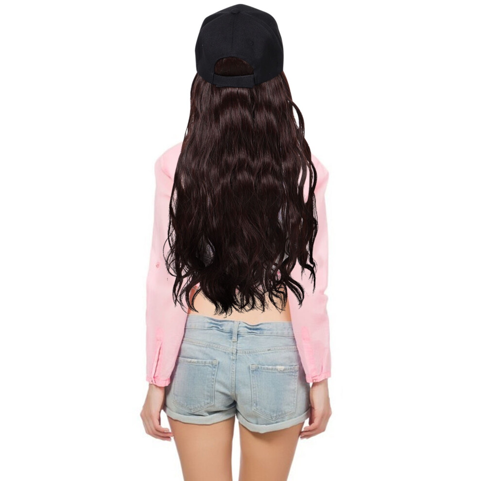 Hat Wigs For Women 1Pcs Baseball Cap With Hair Attached Black Polyester Casual