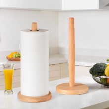 Wooden Paper Towel Holder, Countertop Standing Paper Towel Organizer Roll Dispenser for Kitchen Countertop & Dining Table