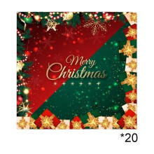 Christmas Party Supplies, Disposable Paper Plates, 16pcs Paper Plates and Cups with Tissue Napkins and Tablecloth, Multicolor Paper Material Set