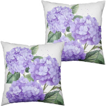 Capas de almofada com estampa de hortênsia roxa, 50x50cm, conjunto com 2 unidades, decoração primavera/verão, capas de almofada de linho com