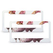 Watercolor Rooster License Plate Frames Aluminum 2 pcs