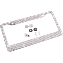 Bling Glitter License Plate Frame with Sparkly Rhinestones & Crystal Caps – Stainless Steel Car Accessory (Colorful), compatible with standard