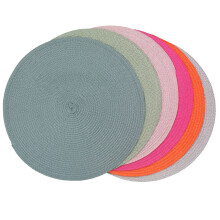 Mixed colors Round Woven Plastic Placemats 38cm Colourful Dining Table Mats,Set of 6