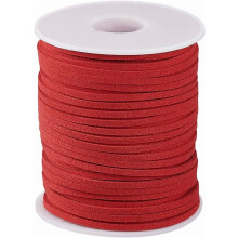 49 Yards Red Suede Cord 3mm – Flat Vegan Leather Ribbon for Jewelry, Bracelets, Wrapping & DIY Crafts – Compatible with Jewelry Making