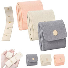 Mini Travel Jewelry Bag, Jewelry Organizers and Storage, For Earrings Rings Organizer Pouch (Beige+Gray)