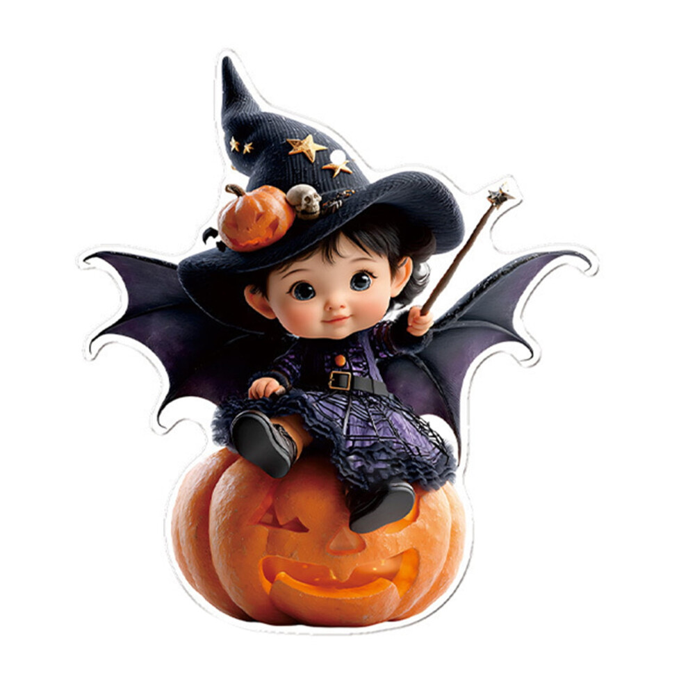 Acrylic Car Charm Halloween Car Ornament Cartoon Witch Cat 2D Flat Acrylic Pendant For Rearview Mirror Cute Car Hanging Decoration Fun Auto For Kids 9362892489426
