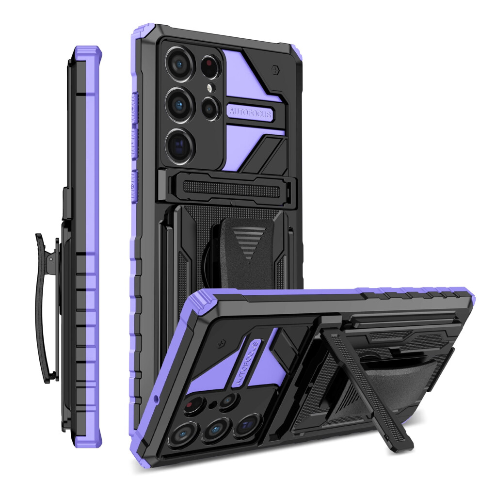 Samsung Galaxy S21 Ultra Case With Belt Clip Â Military-Grade Drop Protection, 360 Rotating Kickstand, Shockproof Tpu, Purple 9341593699938