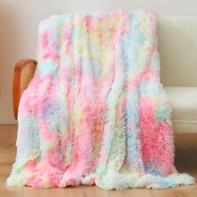 Soft Fluffy Throw Blanket 31x47in for Couch Warm Cozy Velvet Flannel Blanket for All Seasons Colorful Lightweight Comfy Blanket for Sofa Bed