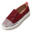 Κόκκινα slip-on γυναικεία μοκασίνια, φλατ με πλατφόρμα και στρας, στρογγυλή μύτη, 1