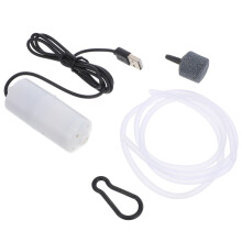 Bomba de aire USB para acuario, color blanco, silenciosa, con burbujeador de plástico para peceras, ideal para acuarios (1 juego).