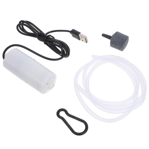 USB-aquariumluchtpomp, wit, stil, plastic, zuurstofpomp, ideaal voor aquariums (1 set)