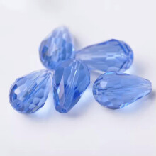 10 Stück 18 x 12 mm tropfenförmige, facettierte Kristallglasperlen (Großhandelspackung) – Nr. 126, Hellblau