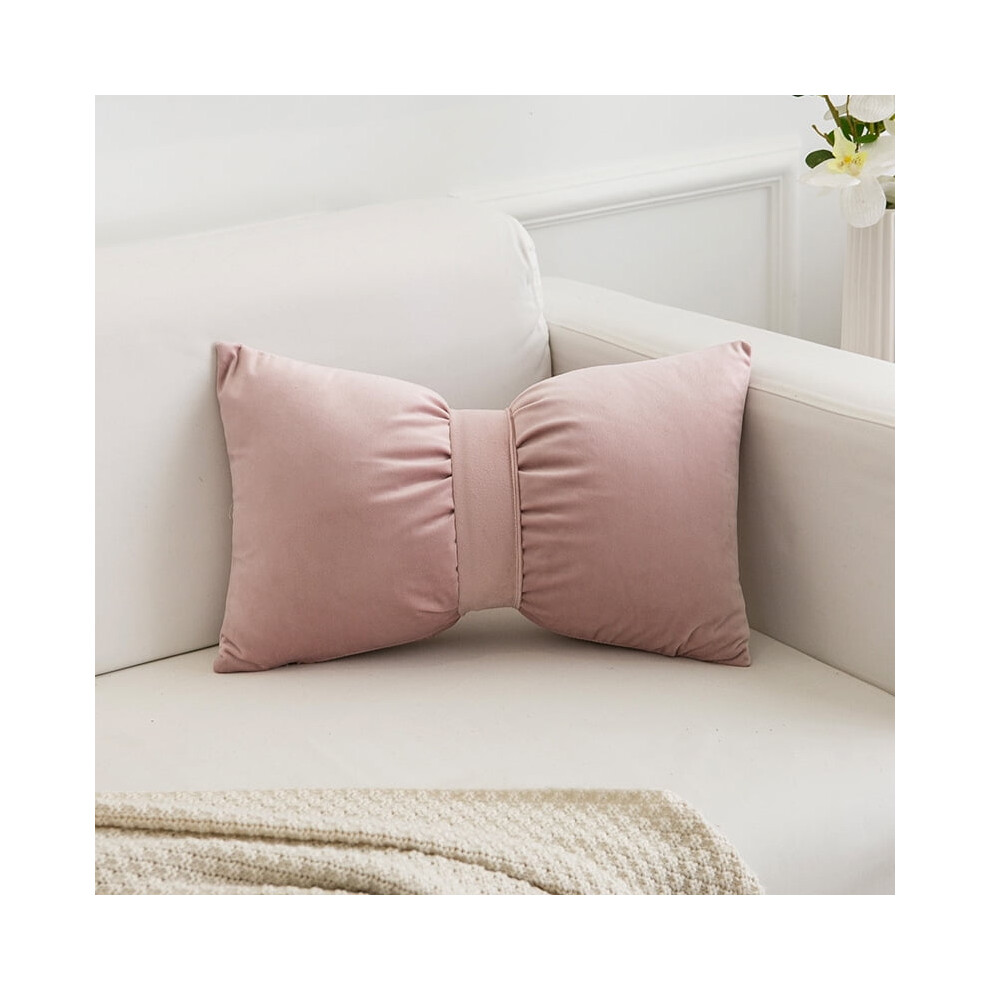 Pink bow-shaped pillow soft decorative throw pillow 30x50 cm