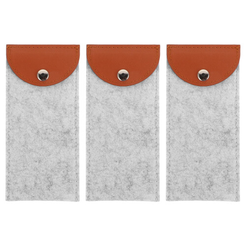 Sunglass Case Grey Felt 3 Pcs Scratch Resistant